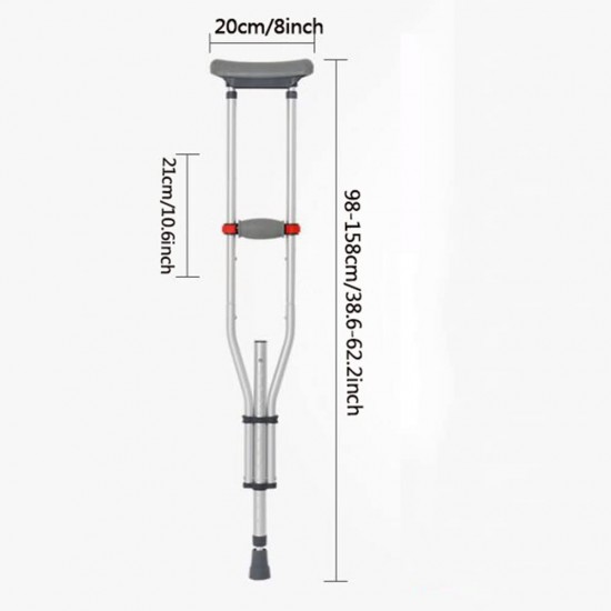 脇の下の松葉杖、高さ調節可能（38.5"-62"）、ティーン/大人/背の高い大人のための軽量アルミニウムウォーカー55"-78"高さ（1ペア） 